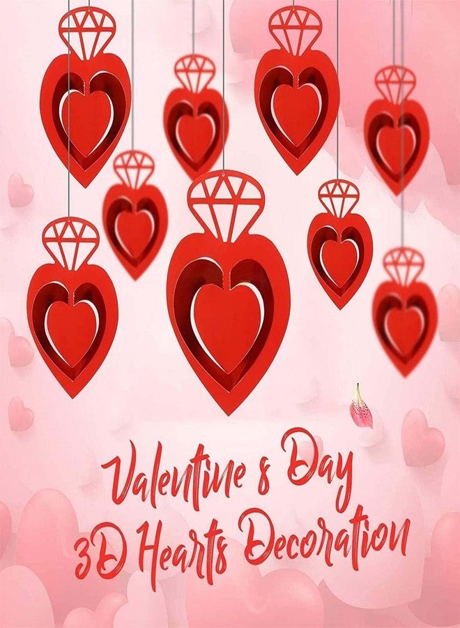 SOI Glitter Red Diamond Love Ring Garlands Kit Metallic 3D Heart Hanging Paper Garland Multi-Shaped Twinkle Heart Birthday Party Supplies Wedding Baby Shower Christmas Decorations - Pack of 12 Stars - Image 1